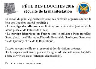 Fête des Louches 2016 - Sécurité de la manifestation
